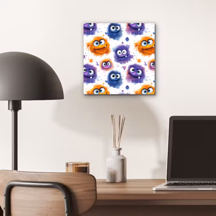 Monstertjes - Aquarel - Kleurrijk aluminium wit klein 46 -sfeer5