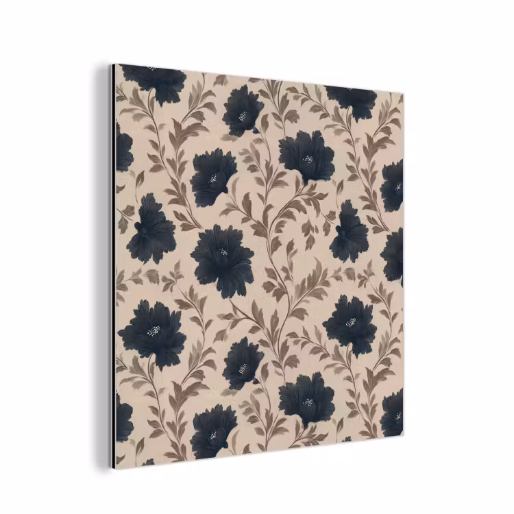 Motief - Bloemen - Zwart - Beige aluminium wit klein 46 -3d
