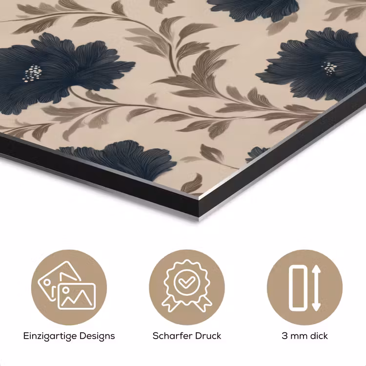 Motief - Bloemen - Zwart - Beige aluminium wit klein 46 -closeup_DE