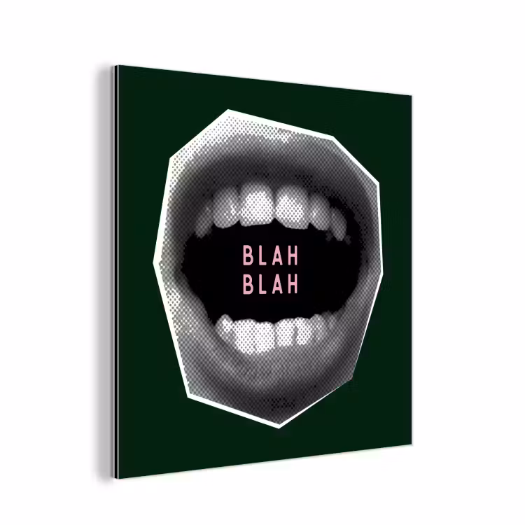 Mond - Groen - Illustratie - BLAH BLAH aluminium wit klein -3d