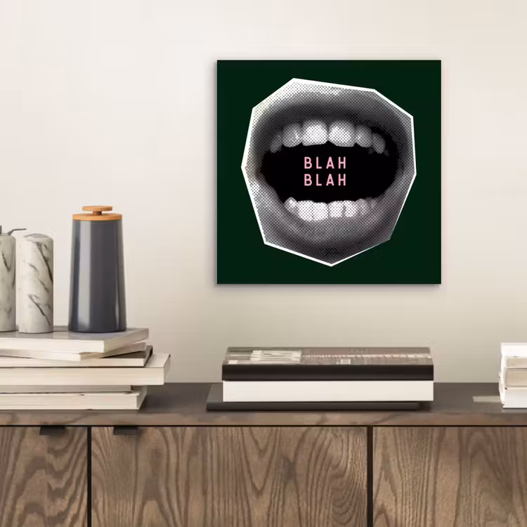Mond - Groen - Illustratie - BLAH BLAH aluminium wit klein -sfeer1