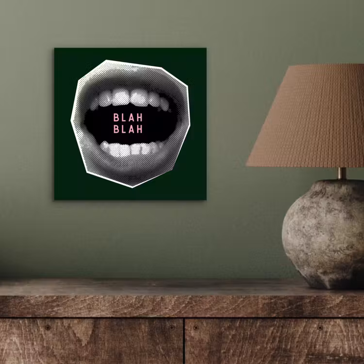 Mond - Groen - Illustratie - BLAH BLAH aluminium wit klein -sfeer2