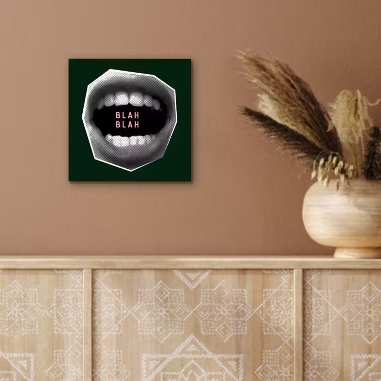 Mond - Groen - Illustratie - BLAH BLAH aluminium wit klein -sfeer4