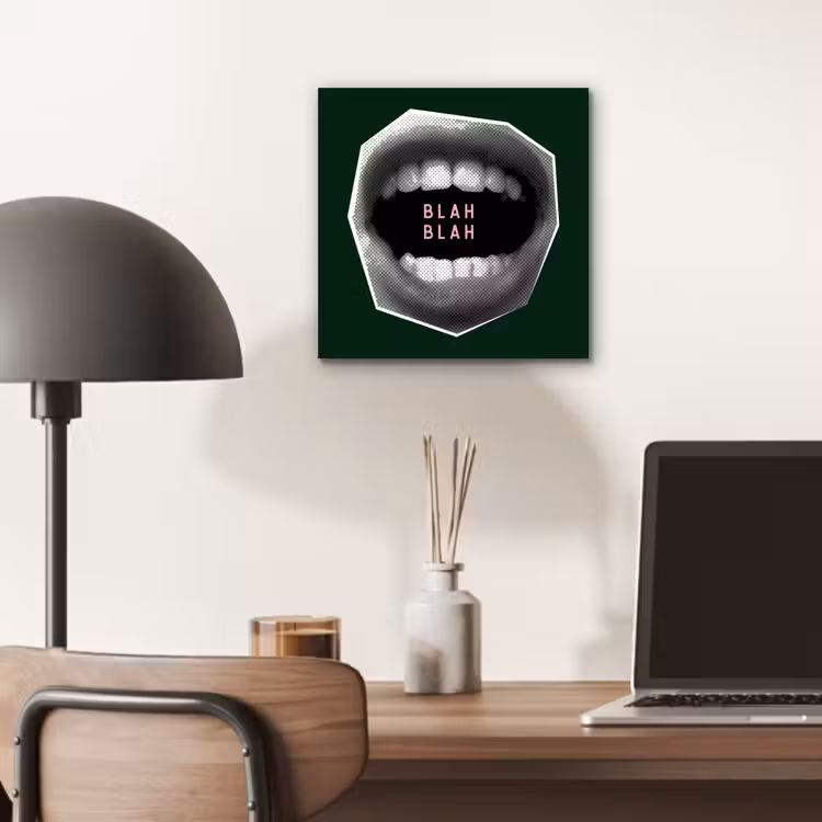 Mond - Groen - Illustratie - BLAH BLAH aluminium wit klein -sfeer5