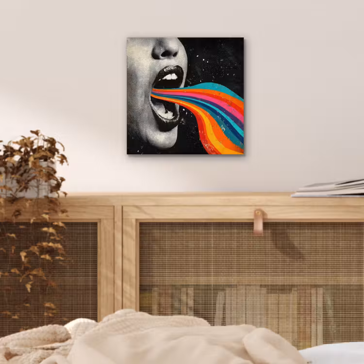 Mond - Golven - Regenboog aluminium wit klein -sfeer3