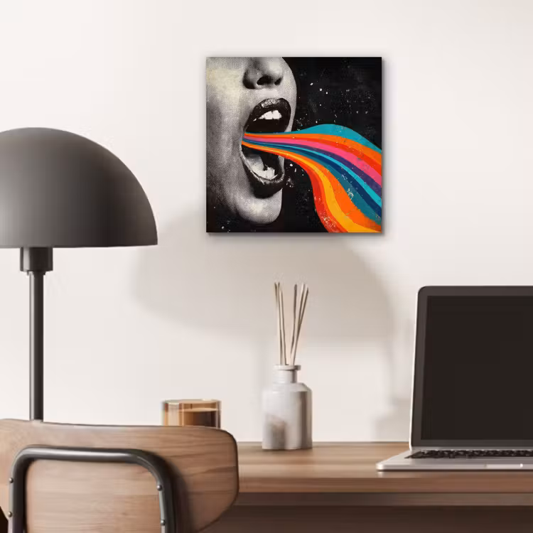 Mond - Golven - Regenboog aluminium wit klein -sfeer5