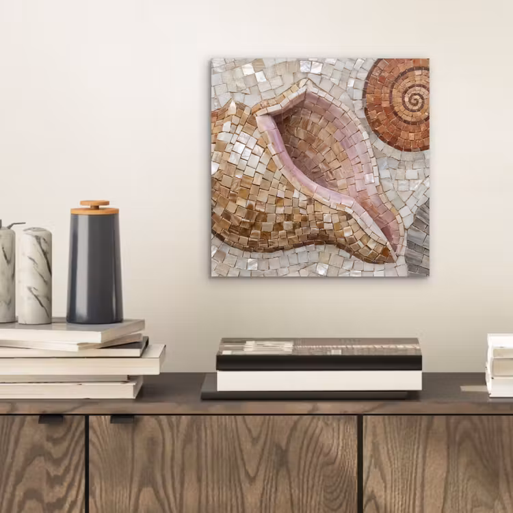 Schelp - Mozaïek - Zee - Beige - Modern aluminium wit klein -sfeer1