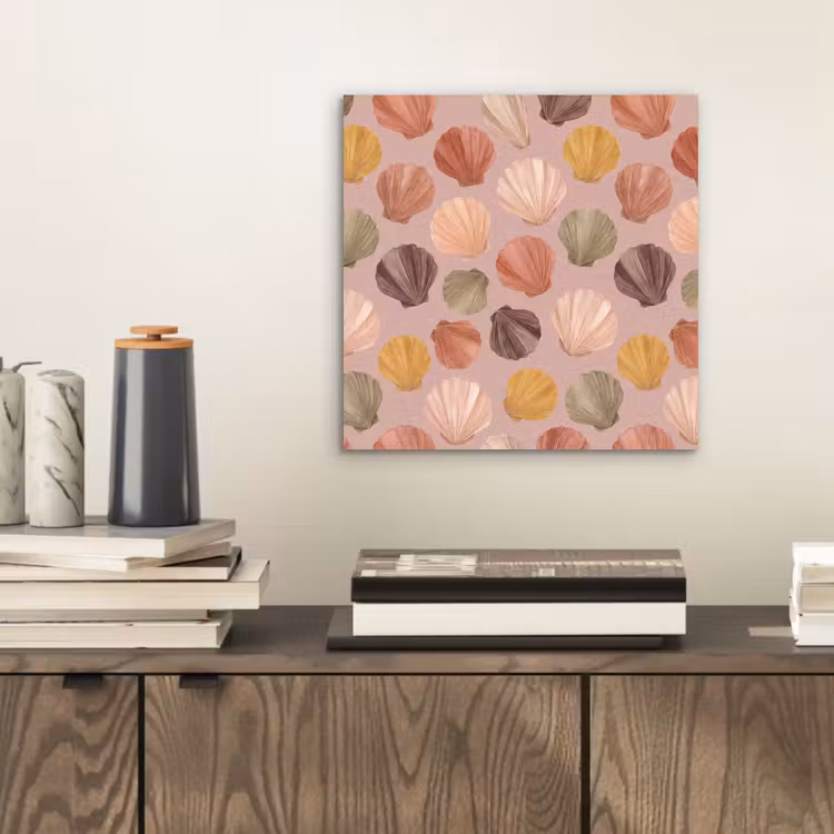 Schelp - Patroon - Zee - Aquarel - Aardetinten aluminium wit klein -sfeer1