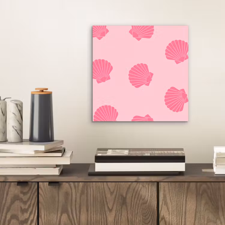 Schelp - Patroon - Zee - Modern - Roze aluminium wit klein -sfeer1