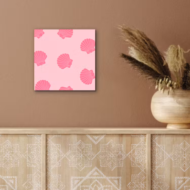Schelp - Patroon - Zee - Modern - Roze aluminium wit klein -sfeer4