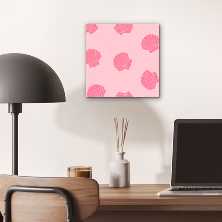 Schelp - Patroon - Zee - Modern - Roze aluminium wit klein -sfeer5