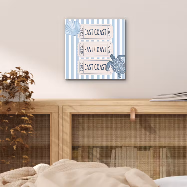 Schelp - Oceaan - Kust - Blauw - Illustratie aluminium wit klein -sfeer3