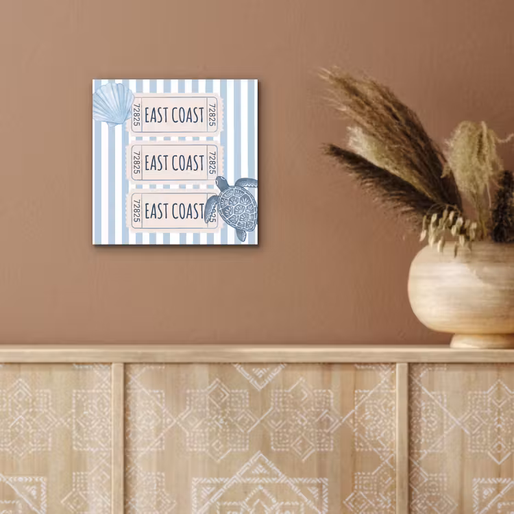 Schelp - Oceaan - Kust - Blauw - Illustratie aluminium wit klein -sfeer4