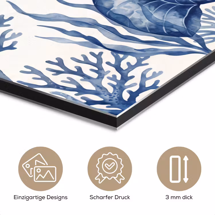 Schelp - Spiraal - Zeeleven - Aquarel - Blauw aluminium wit klein -closeup_DE