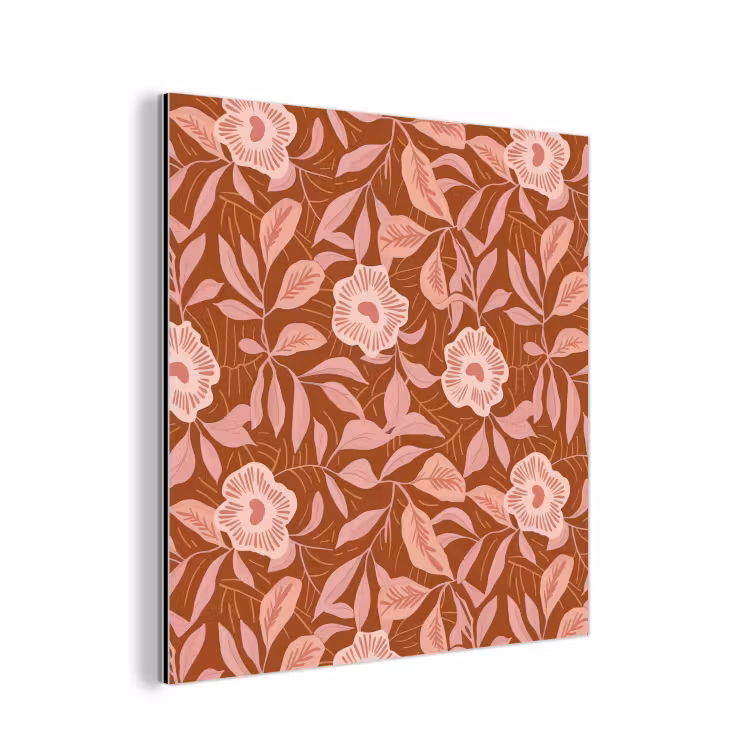 Patroon - Bladeren - Terracotta aluminium wit klein 46 -3d