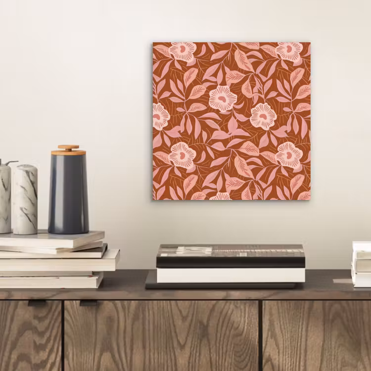 Patroon - Bladeren - Terracotta aluminium wit klein 46 -sfeer1
