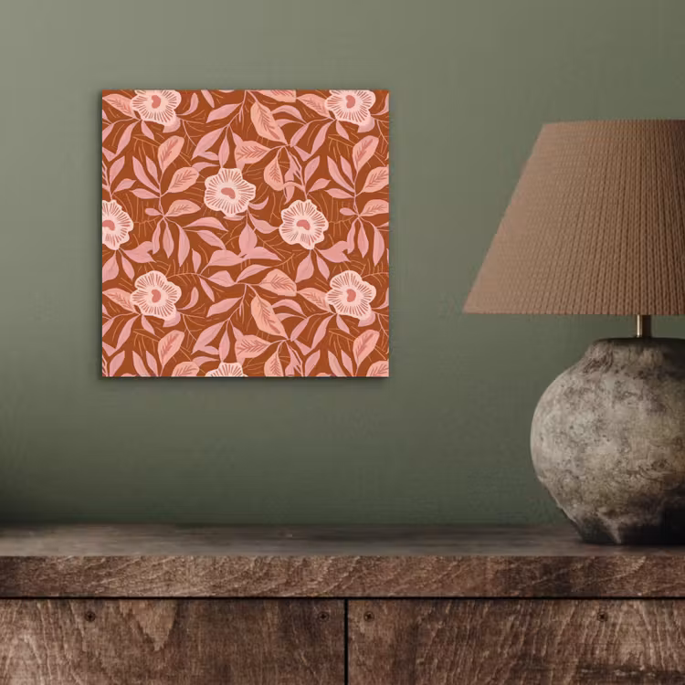 Patroon - Bladeren - Terracotta aluminium wit klein 46 -sfeer2