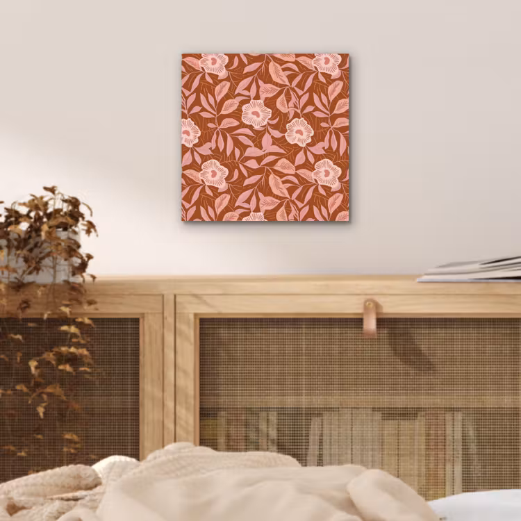 Patroon - Bladeren - Terracotta aluminium wit klein 46 -sfeer3