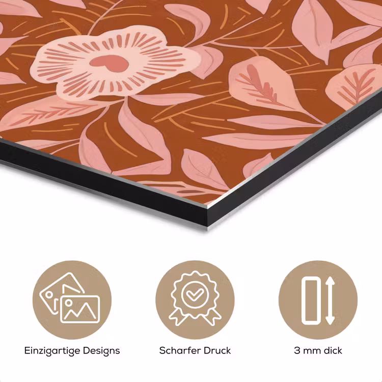 Patroon - Bladeren - Terracotta aluminium wit klein 46 -closeup_DE