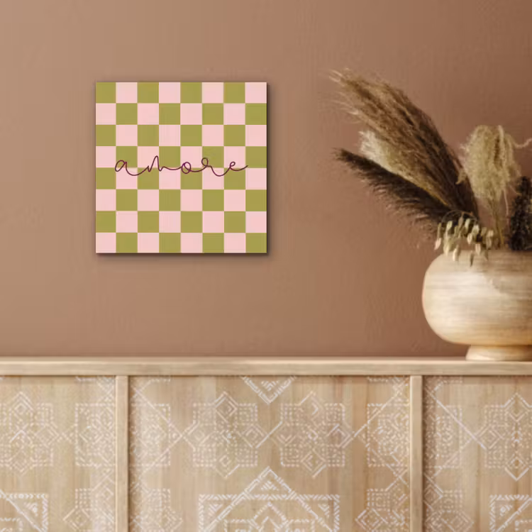 Patroon - Geblokt - Olijfgroen - Amore aluminium wit klein -sfeer4