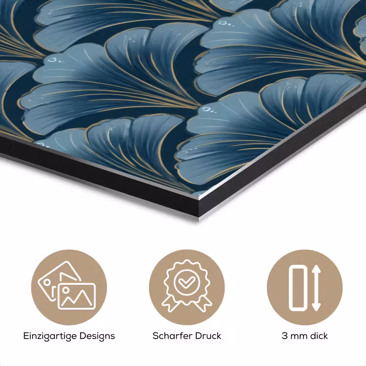 Patroon - Ginkgoblad - Blauw aluminium wit klein 46 -closeup_DE