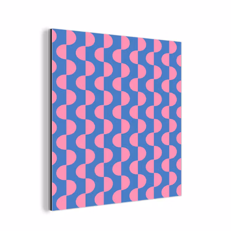 Patroon - Halve cirkels - Abstract - Modern - Roze - Blauw aluminium wit klein -3d