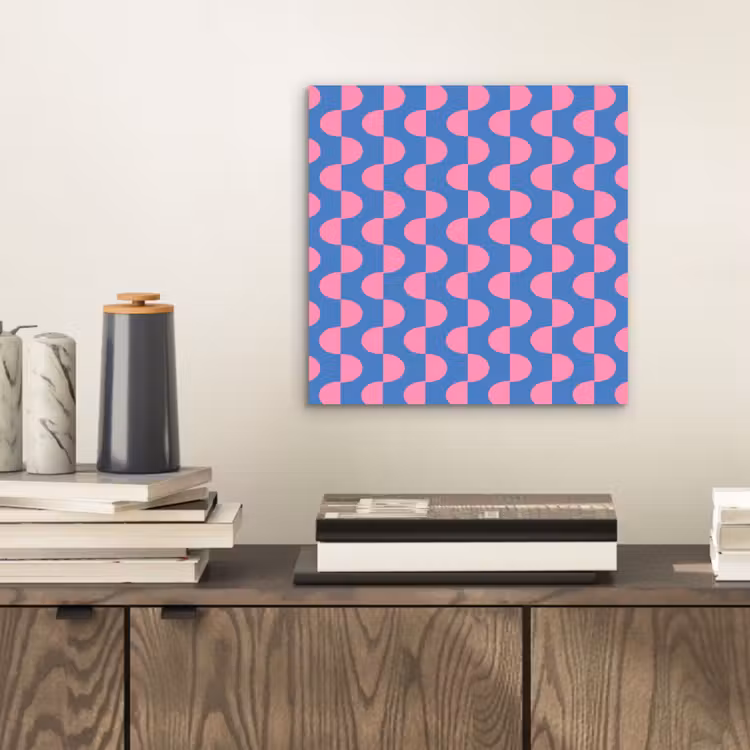 Patroon - Halve cirkels - Abstract - Modern - Roze - Blauw aluminium wit klein -sfeer1