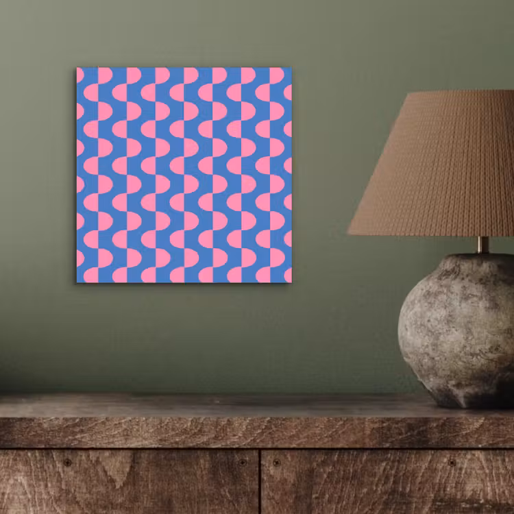 Patroon - Halve cirkels - Abstract - Modern - Roze - Blauw aluminium wit klein -sfeer2