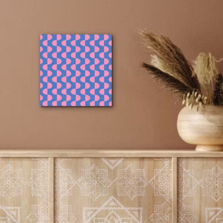 Patroon - Halve cirkels - Abstract - Modern - Roze - Blauw aluminium wit klein -sfeer4