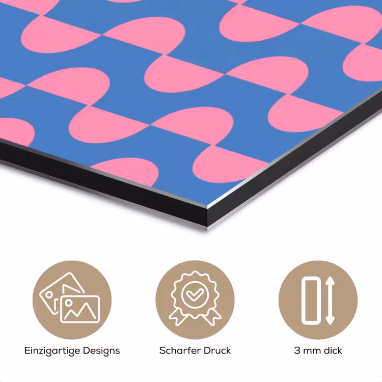 Patroon - Halve cirkels - Abstract - Modern - Roze - Blauw aluminium wit klein -closeup_DE