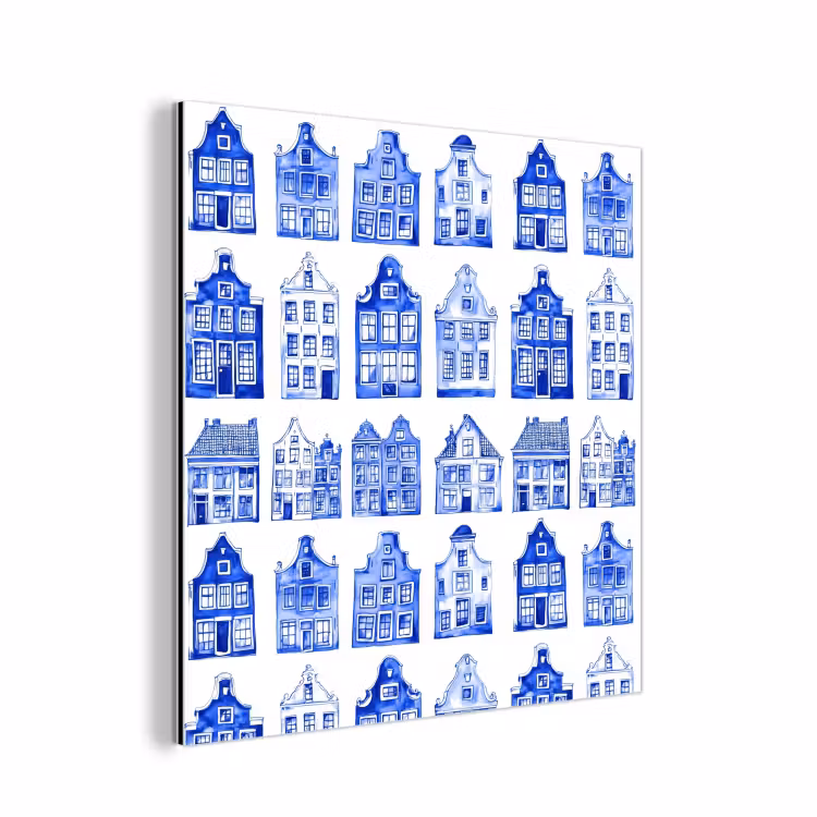 Patroon - Huizen - Blauw aluminium wit klein 46 -3d