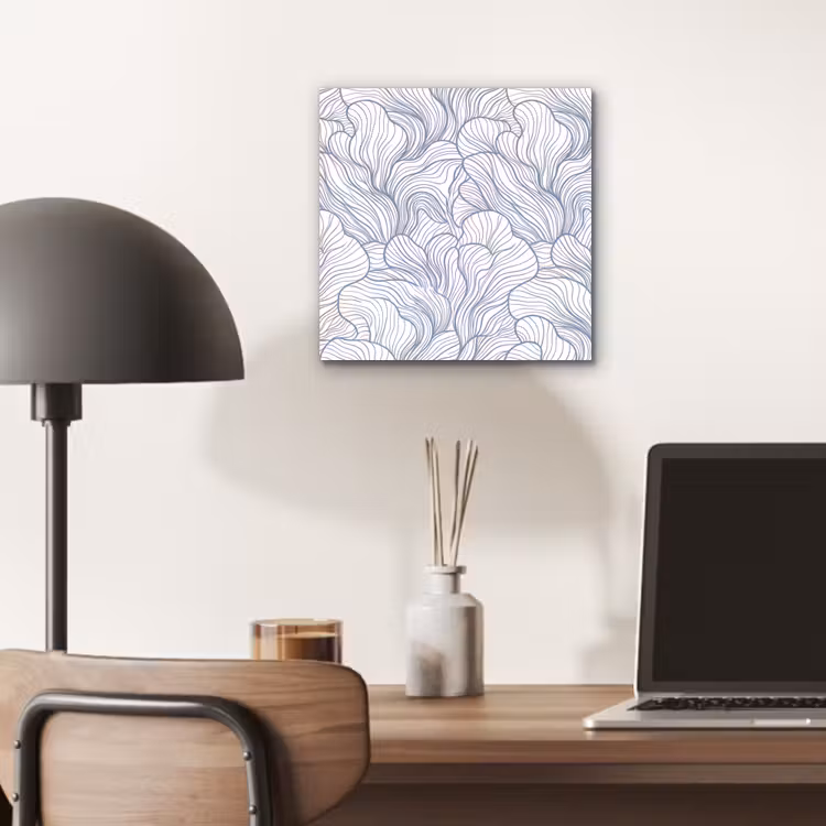 Patroon - Lijnen - Organisch - Abstract - Blauw aluminium wit klein -sfeer5