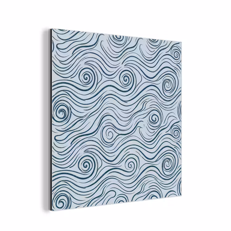 Patroon - Golven - Abstract - Modern - Blauw aluminium wit klein -3d