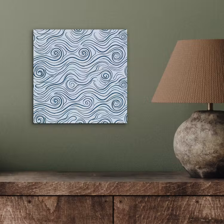Patroon - Golven - Abstract - Modern - Blauw aluminium wit klein -sfeer2