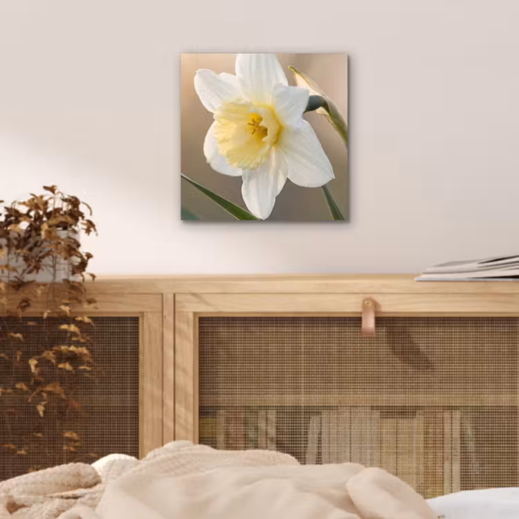 Narcis - Bloem - Minimalistisch aluminium wit klein -sfeer3