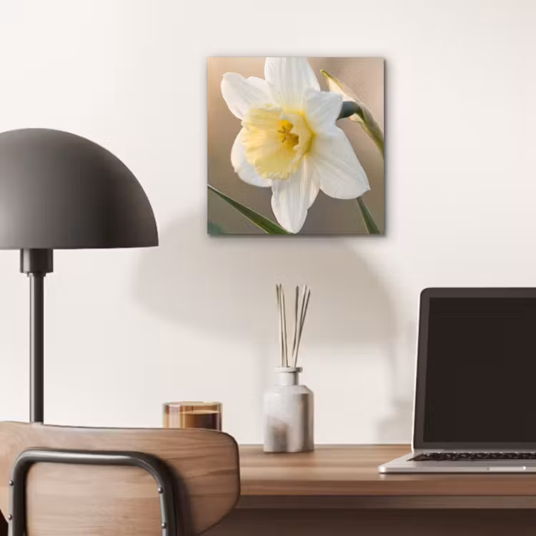 Narcis - Bloem - Minimalistisch aluminium wit klein -sfeer5