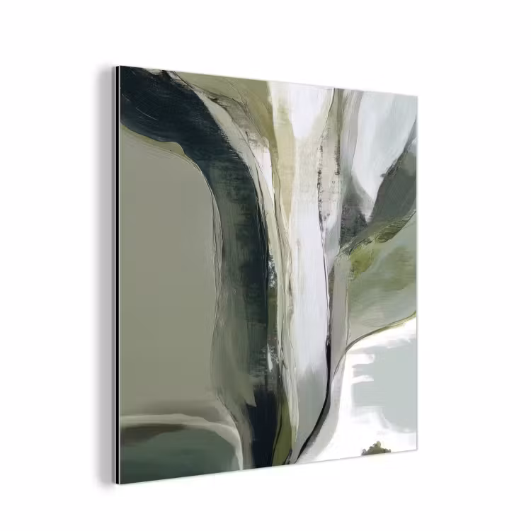 Natuur - Abstract - Groen - Penseelstreken aluminium wit klein -3d