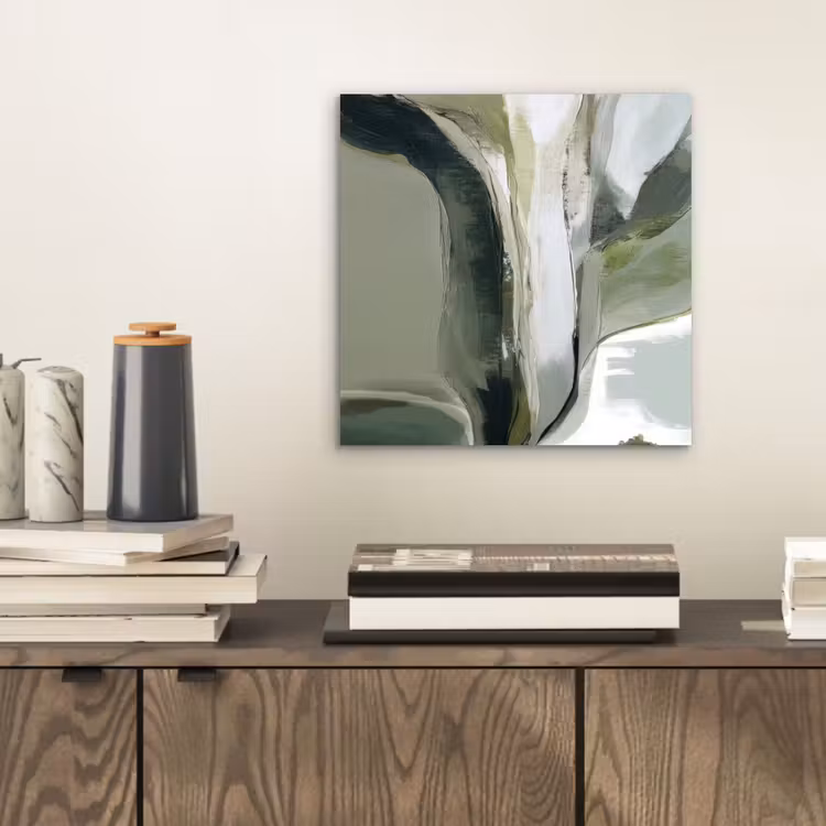 Natuur - Abstract - Groen - Penseelstreken aluminium wit klein -sfeer1