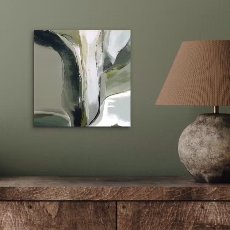 Natuur - Abstract - Groen - Penseelstreken aluminium wit klein -sfeer2
