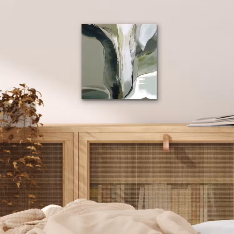 Natuur - Abstract - Groen - Penseelstreken aluminium wit klein -sfeer3