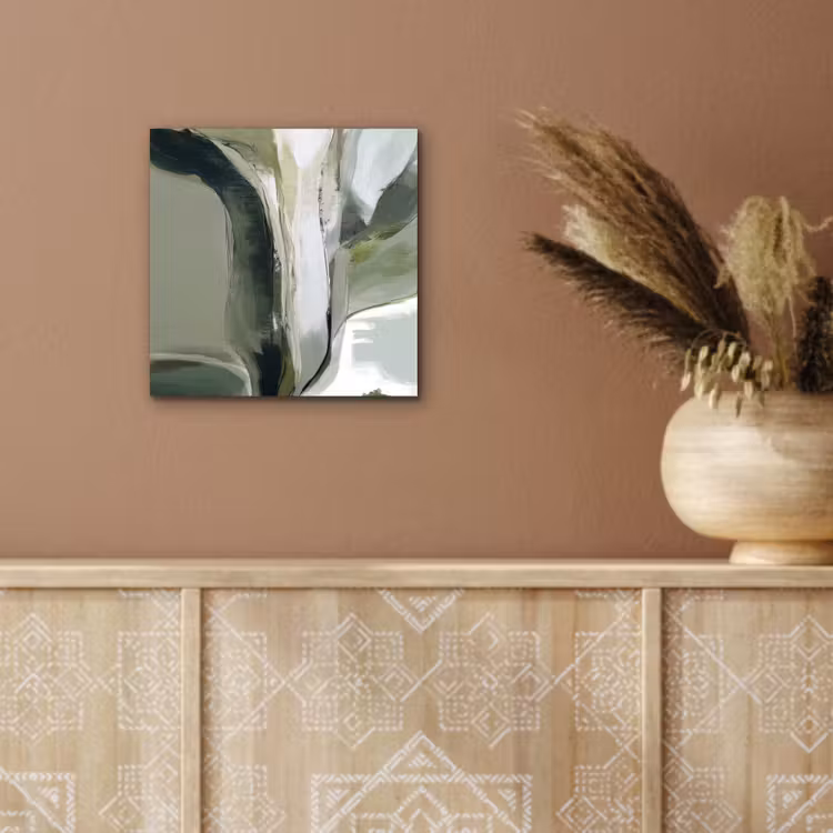 Natuur - Abstract - Groen - Penseelstreken aluminium wit klein -sfeer4