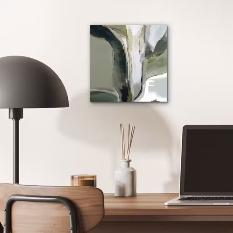 Natuur - Abstract - Groen - Penseelstreken aluminium wit klein -sfeer5