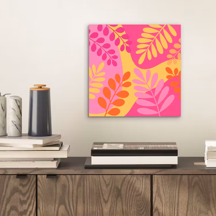 Natuur - Bladeren - Abstract - Roze - Geel aluminium wit klein -sfeer1