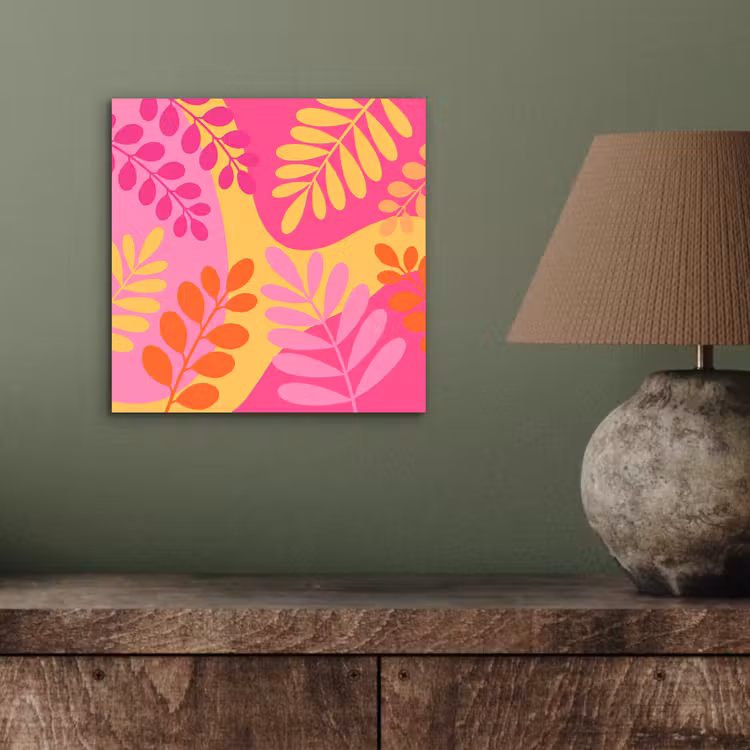 Natuur - Bladeren - Abstract - Roze - Geel aluminium wit klein -sfeer2