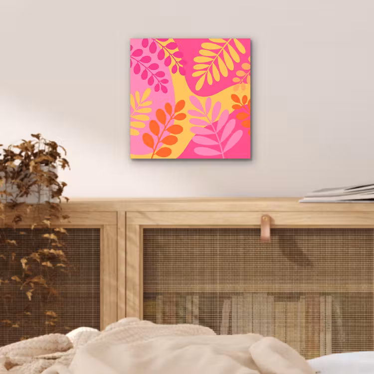 Natuur - Bladeren - Abstract - Roze - Geel aluminium wit klein -sfeer3