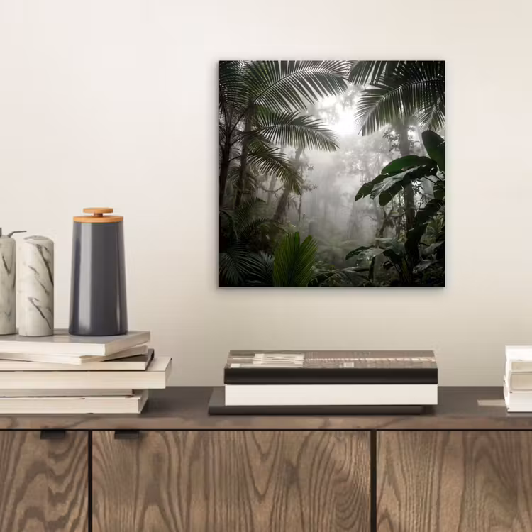 Natuur - Jungle - Mist - Groen - Bladeren aluminium wit klein -sfeer1