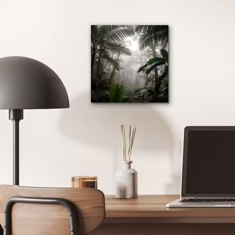 Natuur - Jungle - Mist - Groen - Bladeren aluminium wit klein -sfeer5