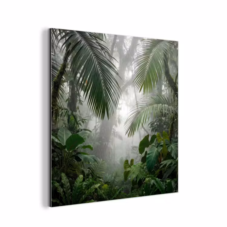 Natuur - Jungle - Mist - Tropisch - Groen aluminium wit klein -3d