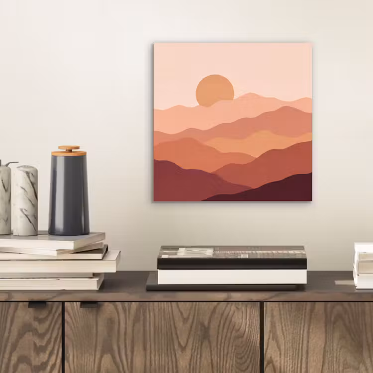 Natuur - Heuvels - Abstract - Modern - Oranje aluminium wit klein -sfeer1