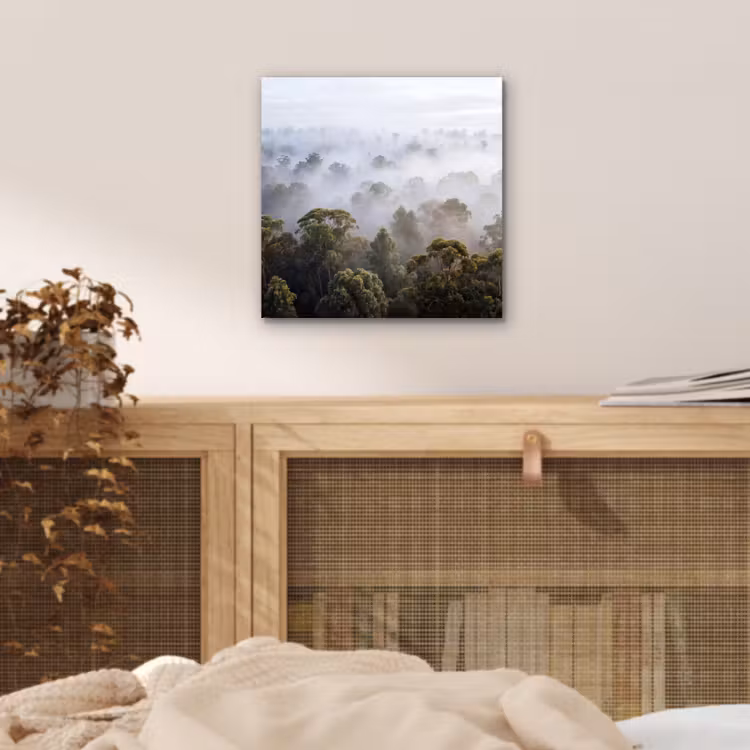 Natuur - Mist - Bos - Ochtend - Goud aluminium wit klein -sfeer3